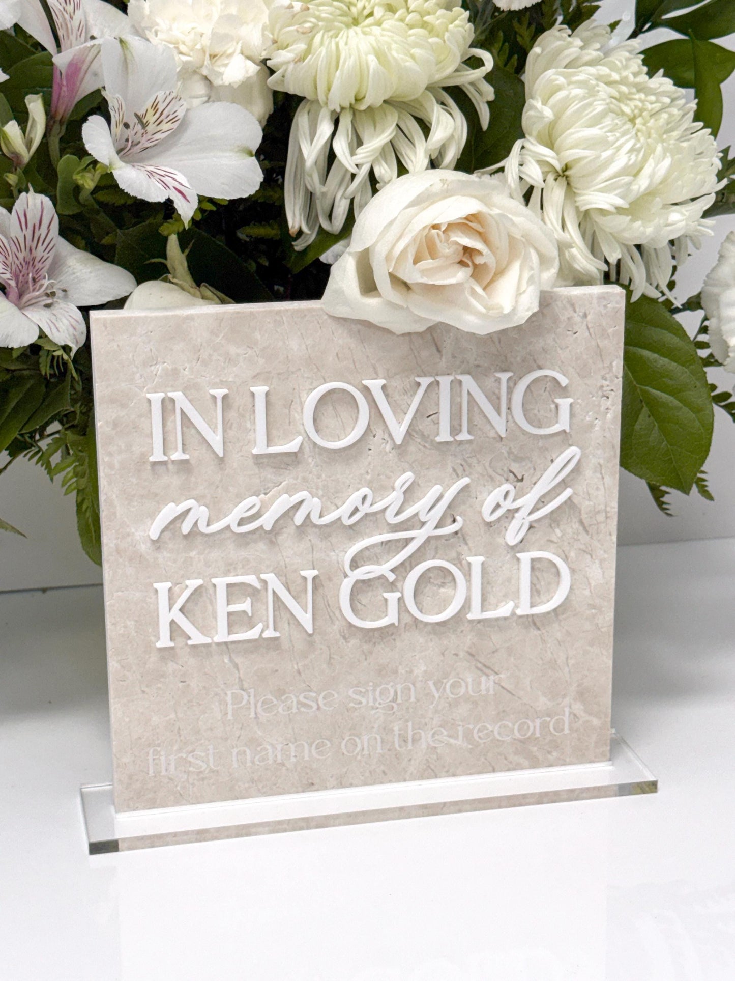 Memorial Sign | In Loving Memory Wedding Sign | White Marble Memorial Table Sign | Celebration of Life Decor | Custom Remembrance Sign