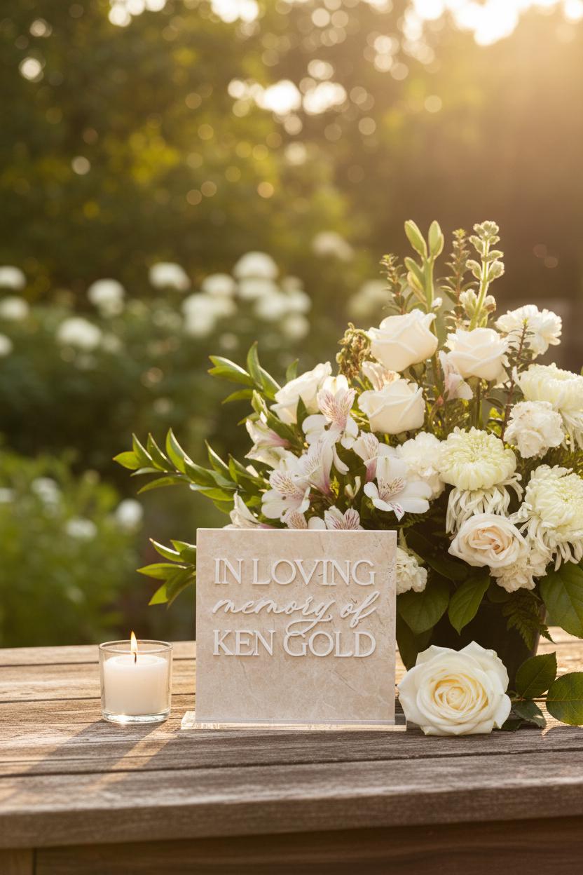 Memorial Sign | In Loving Memory Wedding Sign | White Marble Memorial Table Sign | Celebration of Life Decor | Custom Remembrance Sign