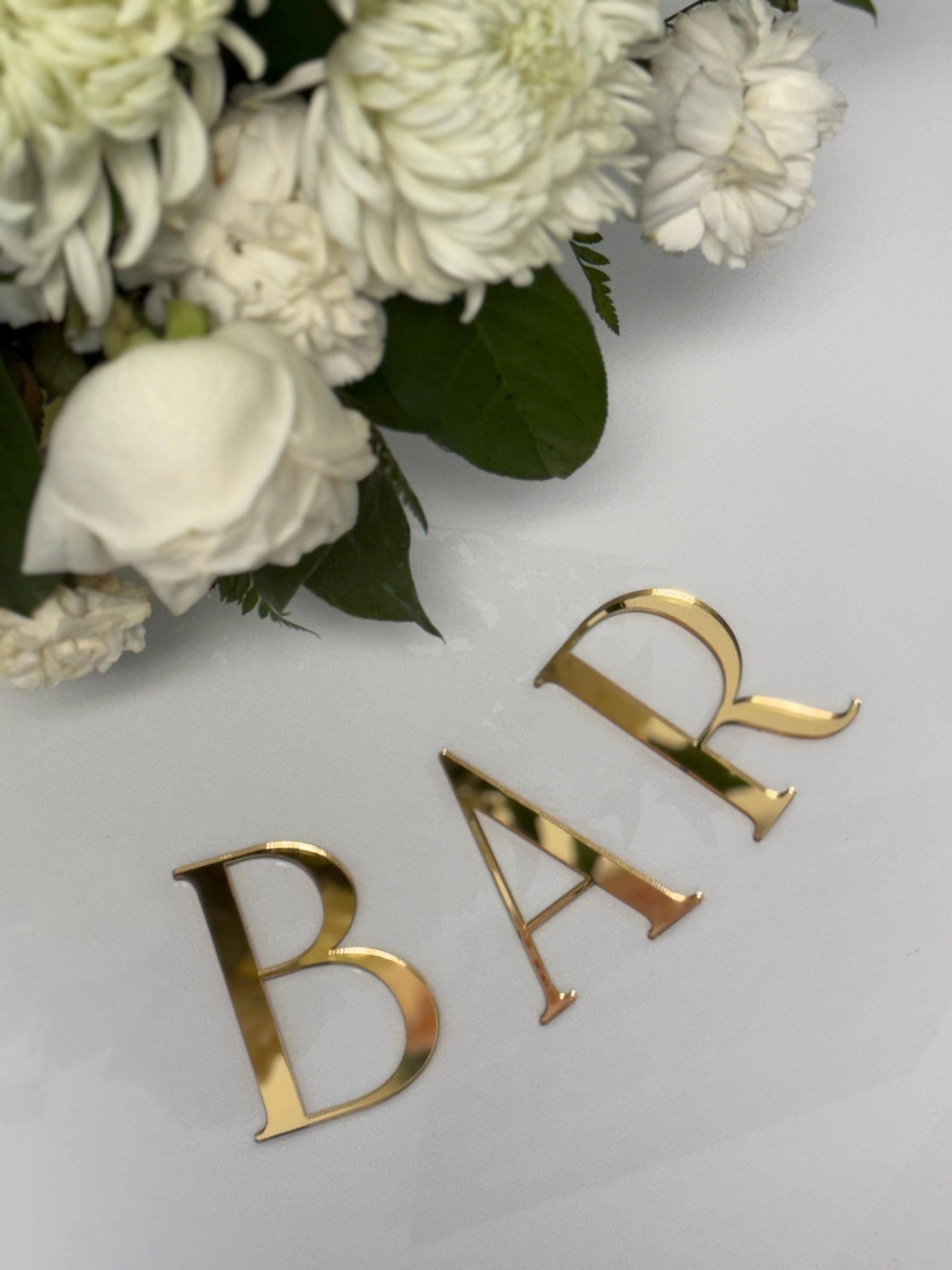 3D Gold Acrylic Letters: DIY Adhesive Signage, Table Numbers