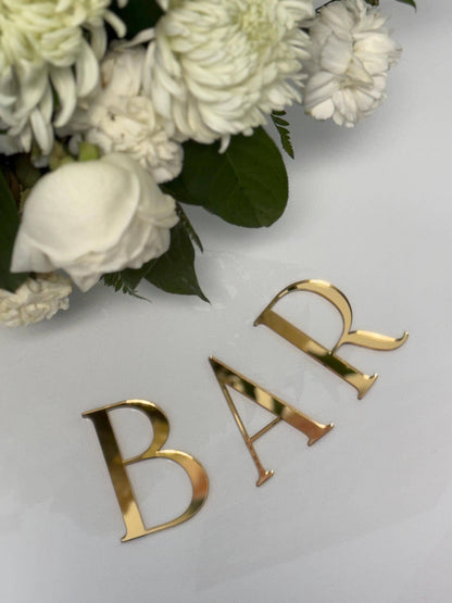 3D Gold Acrylic Letters: DIY Adhesive Signage, Table Numbers