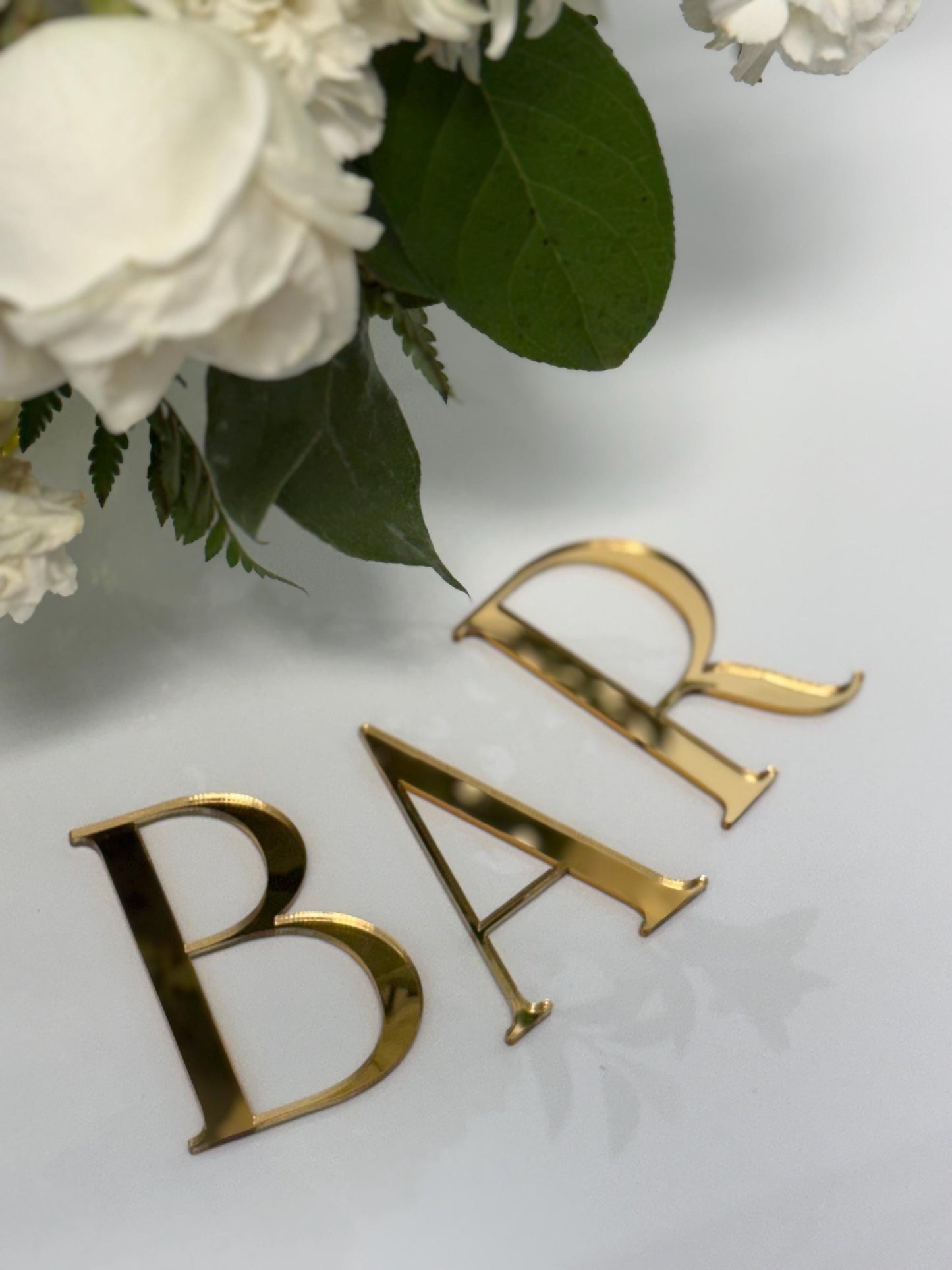 3D Gold Acrylic Letters: DIY Adhesive Signage, Table Numbers