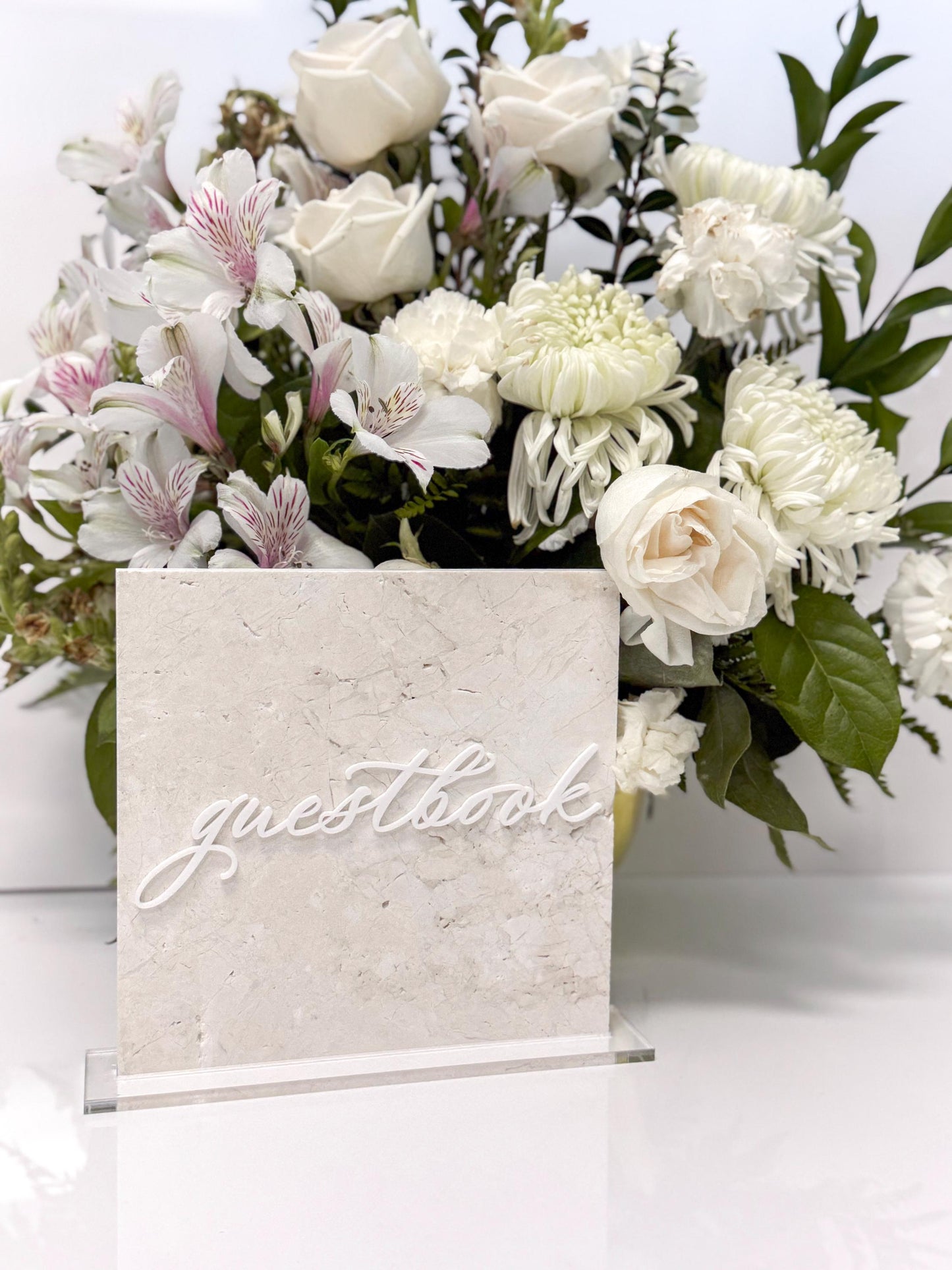 Marble 3D Guestbook Table Sign | Wedding Sign | Modern Wedding Decor | Favor Sign | Party Tabletop Signs | Gold Mirror