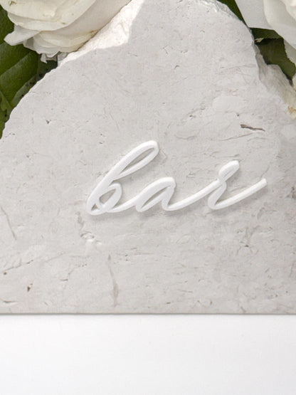 Marble 3D Bar Table Sign | Wedding Sign | Modern Wedding Decor | Favor Sign | Party Tabletop Signs | Bar Decor