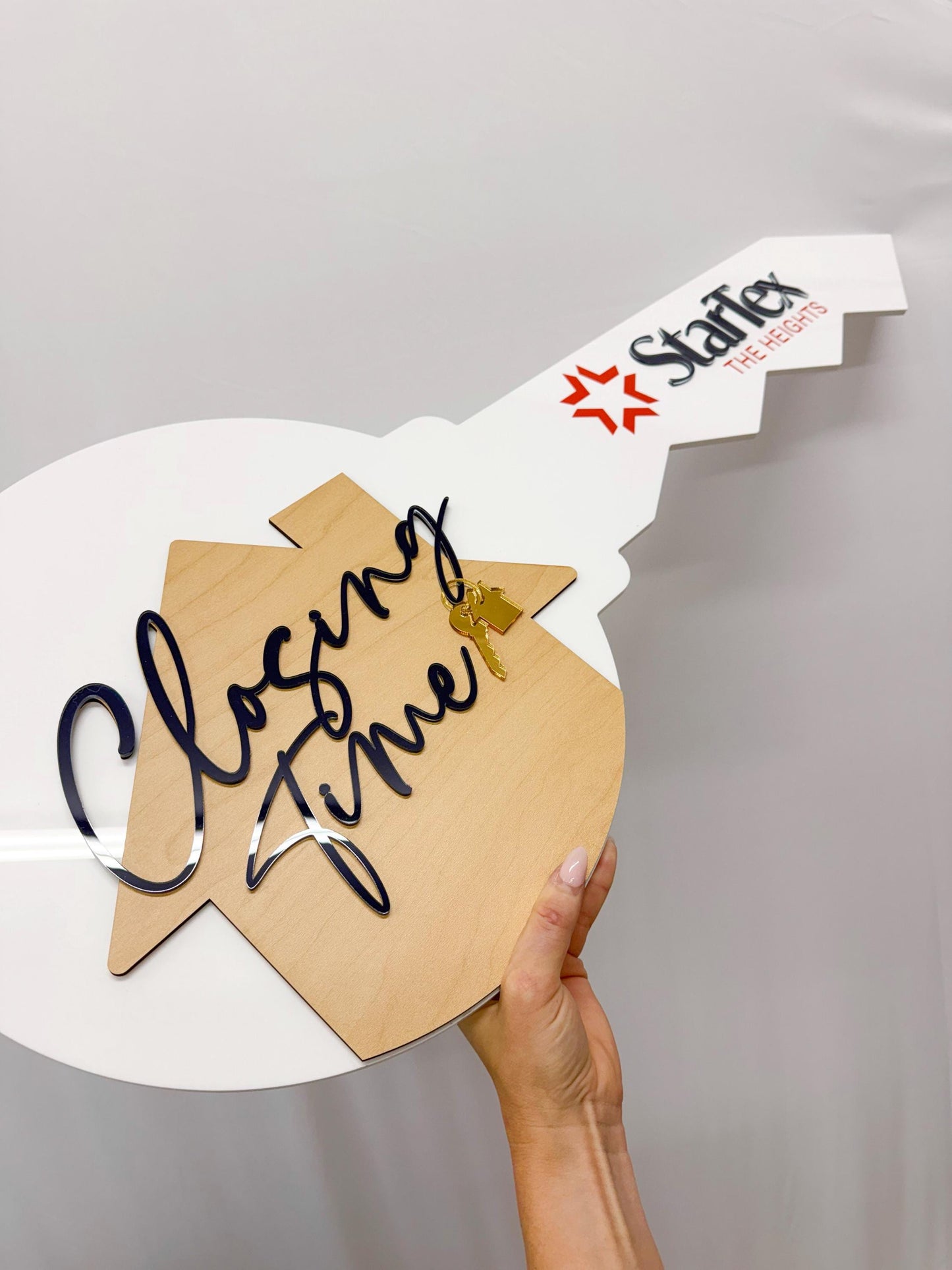 Personalized Realtor Key with Logo | Closing Time Realty | House Sold Acrylic and Wood Sign | Closing Prop | Realtor Gift Sold Sign