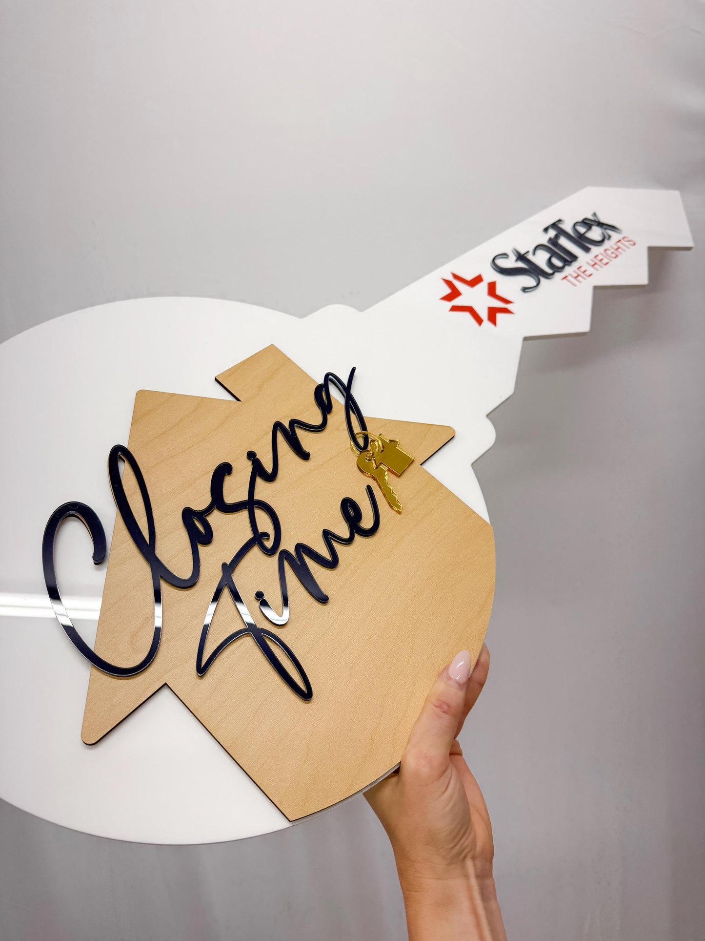Personalized Realtor Key with Logo | Closing Time Realty | House Sold Acrylic and Wood Sign | Closing Prop | Realtor Gift Sold Sign