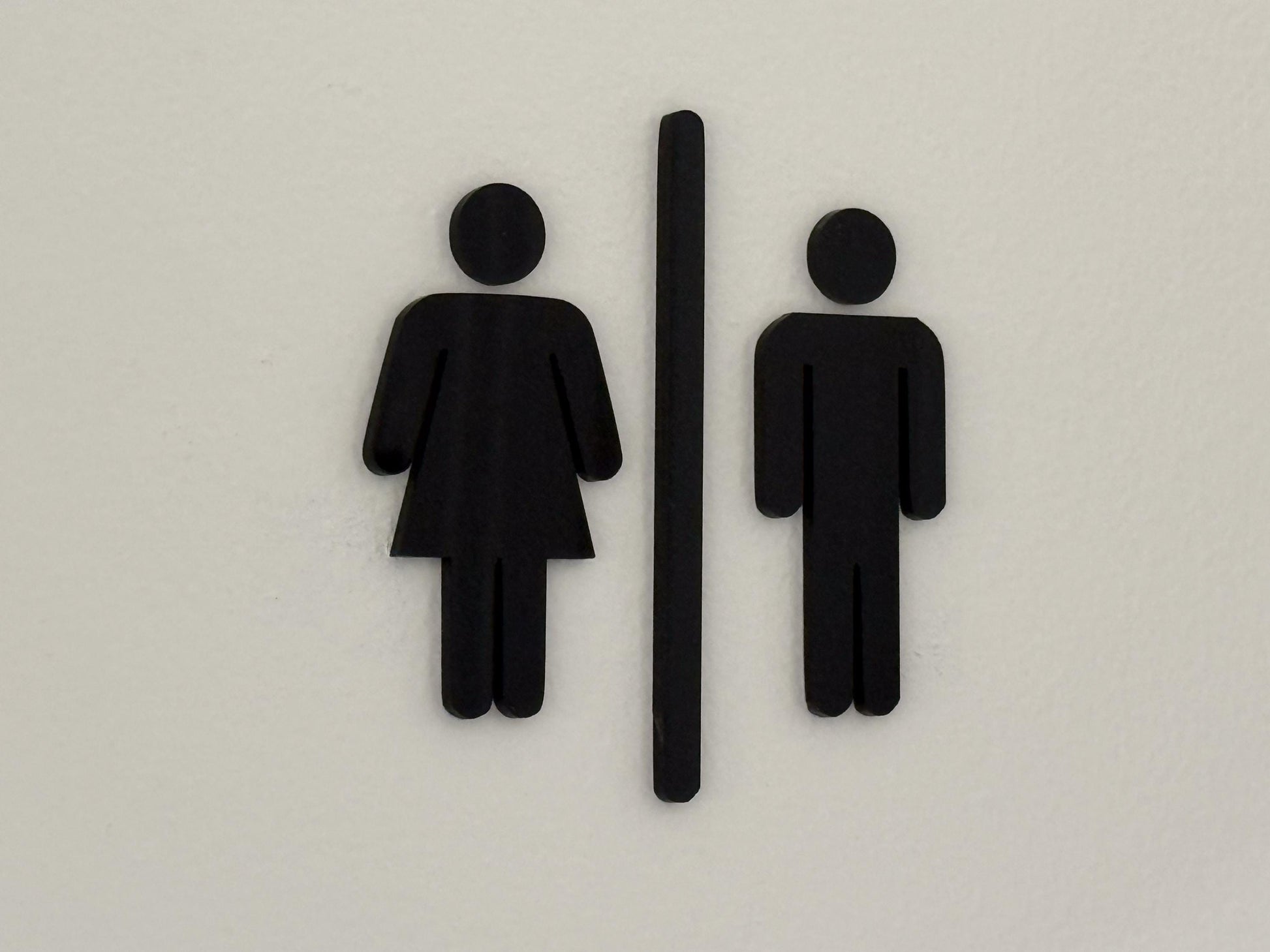 Black 3D Acrylic Bathroom Sign | Restroom Wall Sign | Unisex Bathroom Sign | Modern Acrylic Bathroom Decor | Office Restroom Sign