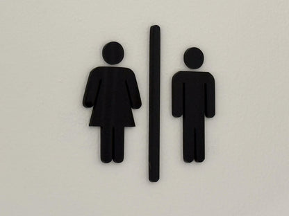 Black 3D Acrylic Bathroom Sign | Restroom Wall Sign | Unisex Bathroom Sign | Modern Acrylic Bathroom Decor | Office Restroom Sign