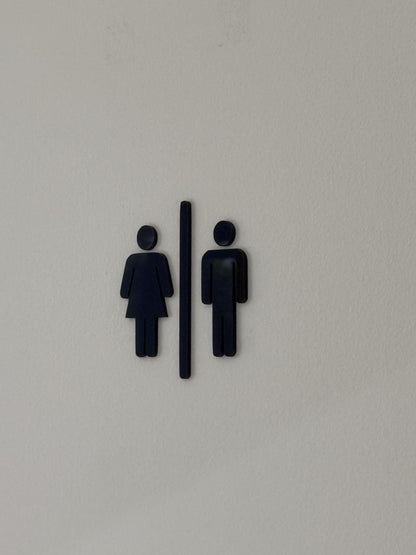 Black 3D Acrylic Bathroom Sign | Restroom Wall Sign | Unisex Bathroom Sign | Modern Acrylic Bathroom Decor | Office Restroom Sign