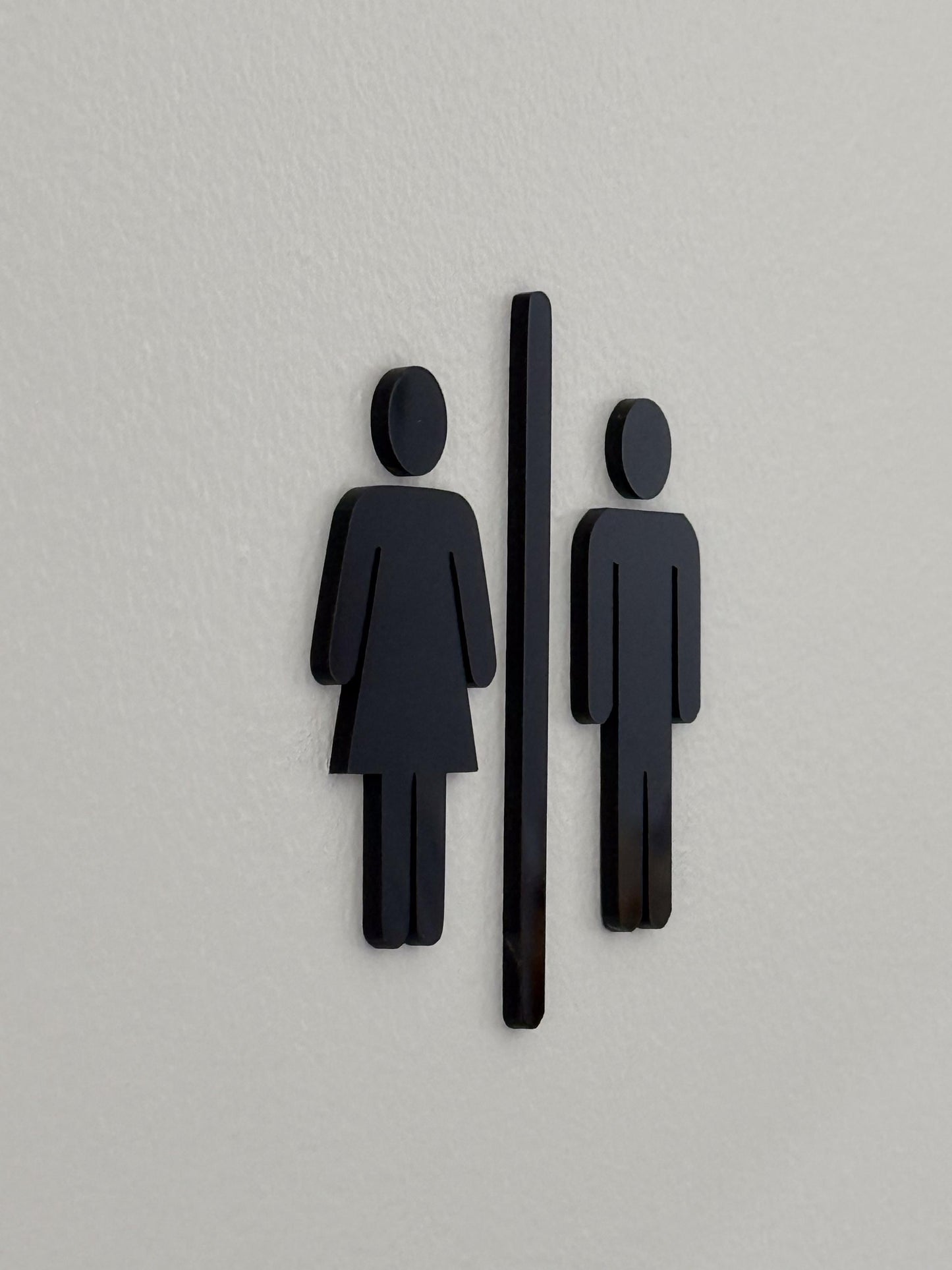 Black 3D Acrylic Bathroom Sign | Restroom Wall Sign | Unisex Bathroom Sign | Modern Acrylic Bathroom Decor | Office Restroom Sign