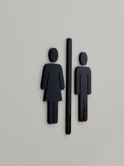 Black 3D Acrylic Bathroom Sign | Restroom Wall Sign | Unisex Bathroom Sign | Modern Acrylic Bathroom Decor | Office Restroom Sign