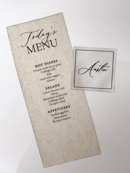 Custom Fabric Place Cards | Satin & Linen Place Cards | Wedding Escort Cards | Personalized Guest Names