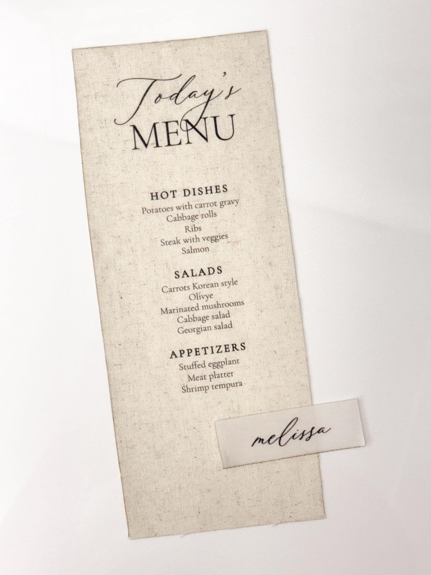 Custom Fabric Place Cards | Satin & Linen Place Cards | Wedding Escort Cards | Personalized Guest Names