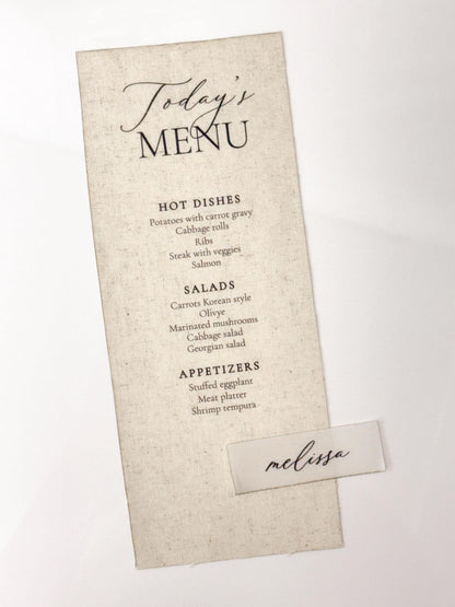 Custom Fabric Place Cards | Satin & Linen Place Cards | Wedding Escort Cards | Personalized Guest Names