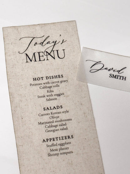 Custom Fabric Place Cards | Satin & Linen Place Cards | Wedding Escort Cards | Personalized Guest Names
