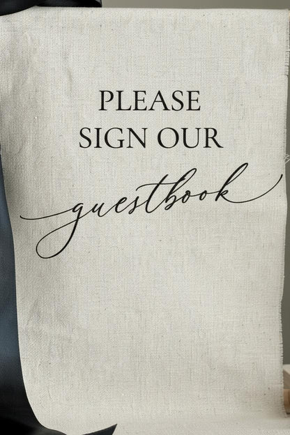 Linen Guest Book Sign | Please Sign Our Guestbook | Wedding Guest Book Sign | Fabric Reception Sign | Wedding Signage Decor