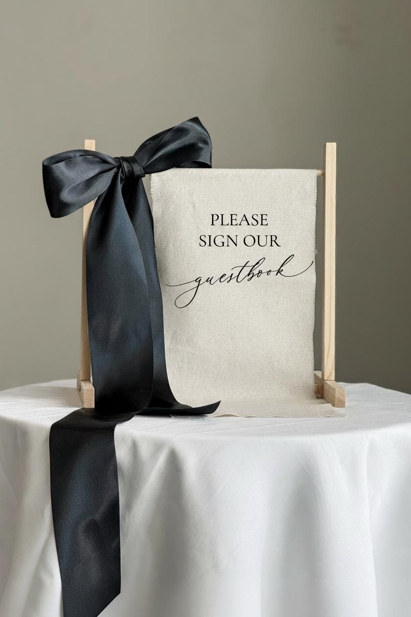 Linen Guest Book Sign | Please Sign Our Guestbook | Wedding Guest Book Sign | Fabric Reception Sign | Wedding Signage Decor