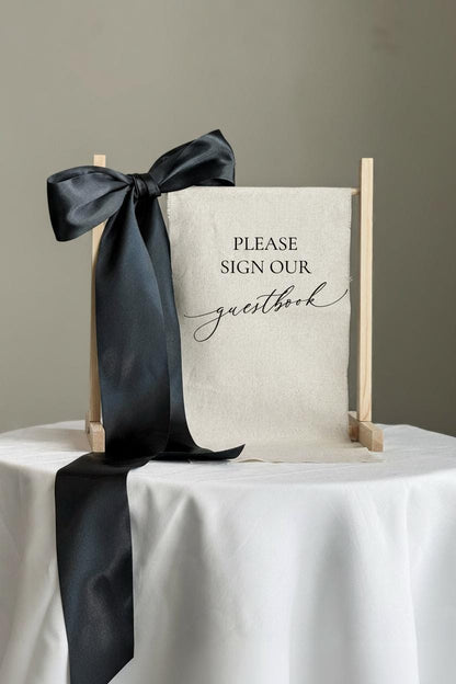 Linen Guest Book Sign | Please Sign Our Guestbook | Wedding Guest Book Sign | Fabric Reception Sign | Wedding Signage Decor