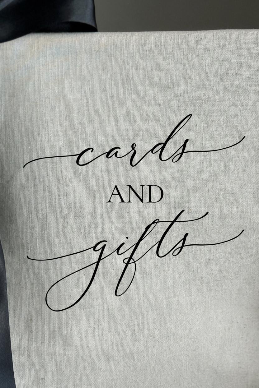 Linen Cards & Gifts Sign | Wedding Cards and Gifts Sign | Fabric Reception Sign | Wedding Signage Decor | Linen Wedding Sign