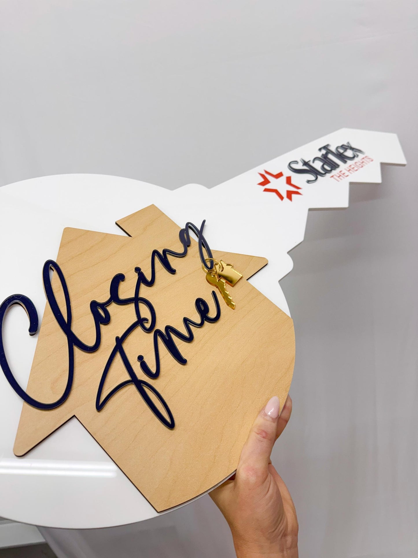 Personalized Realtor Key with Logo | Closing Time Realty | House Sold Acrylic and Wood Sign | Closing Prop | Realtor Gift Sold Sign