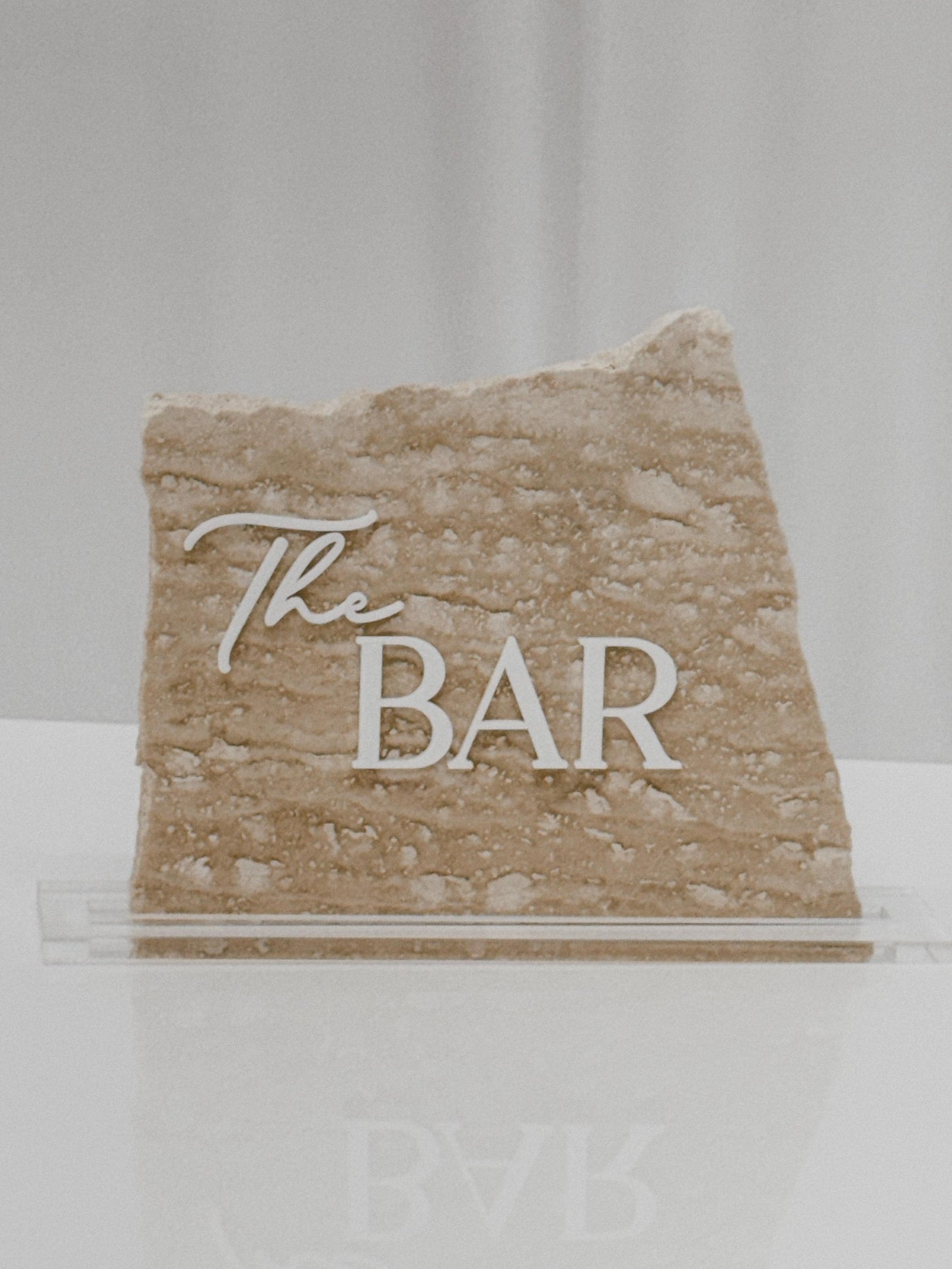 Travertine Stone 3D Bar Table Sign | Wedding Sign | Modern Wedding Decor | Favor Sign | Party Tabletop Signs | The Bar Decor