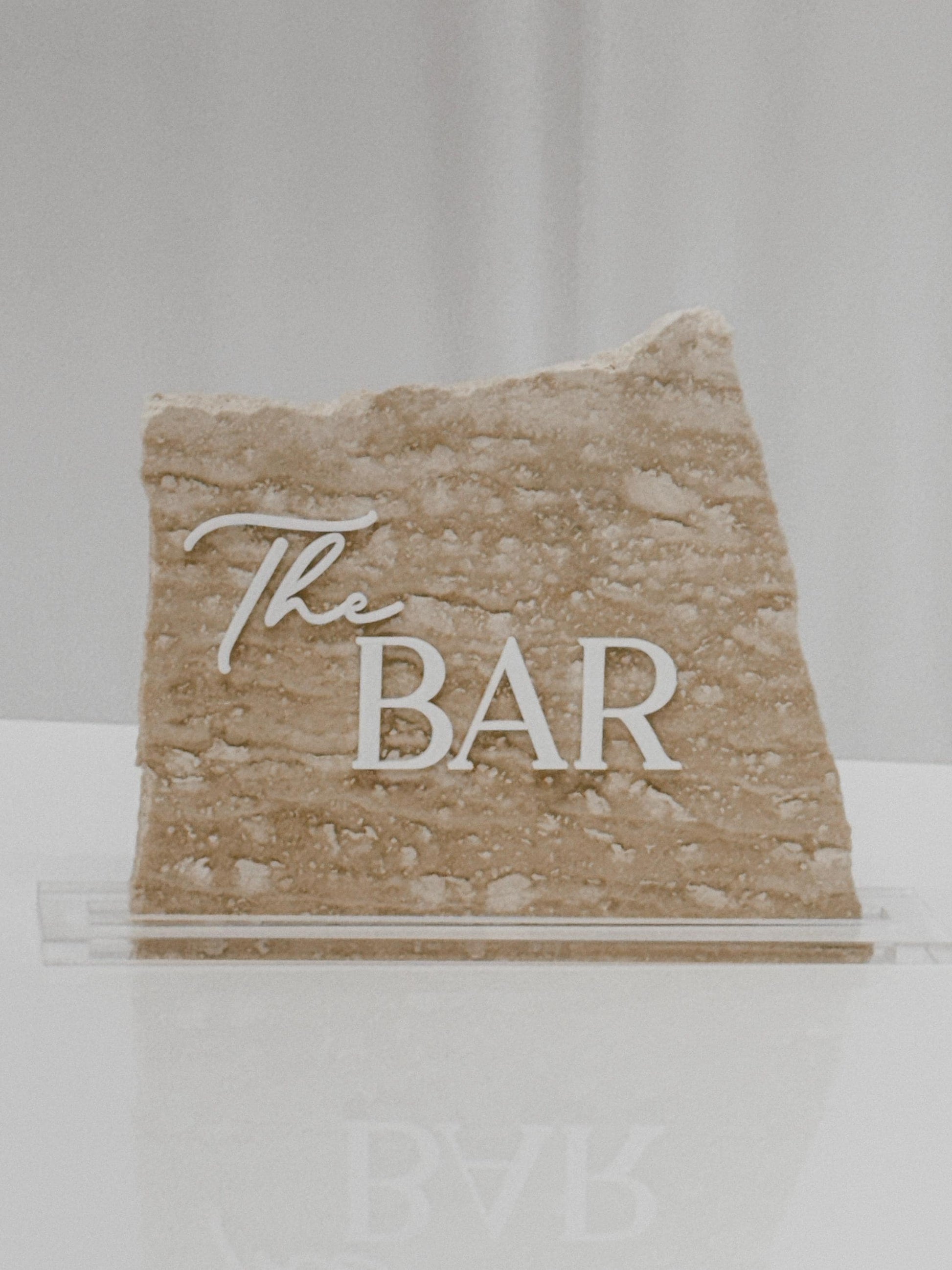 Travertine Stone 3D Bar Table Sign | Wedding Sign | Modern Wedding Decor | Favor Sign | Party Tabletop Signs | The Bar Decor