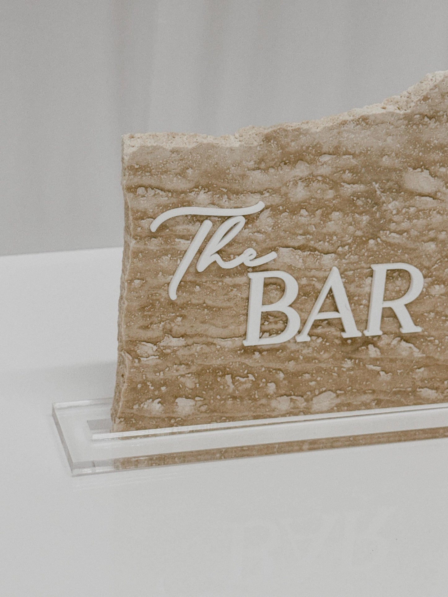 Travertine Stone 3D Bar Table Sign | Wedding Sign | Modern Wedding Decor | Favor Sign | Party Tabletop Signs | The Bar Decor