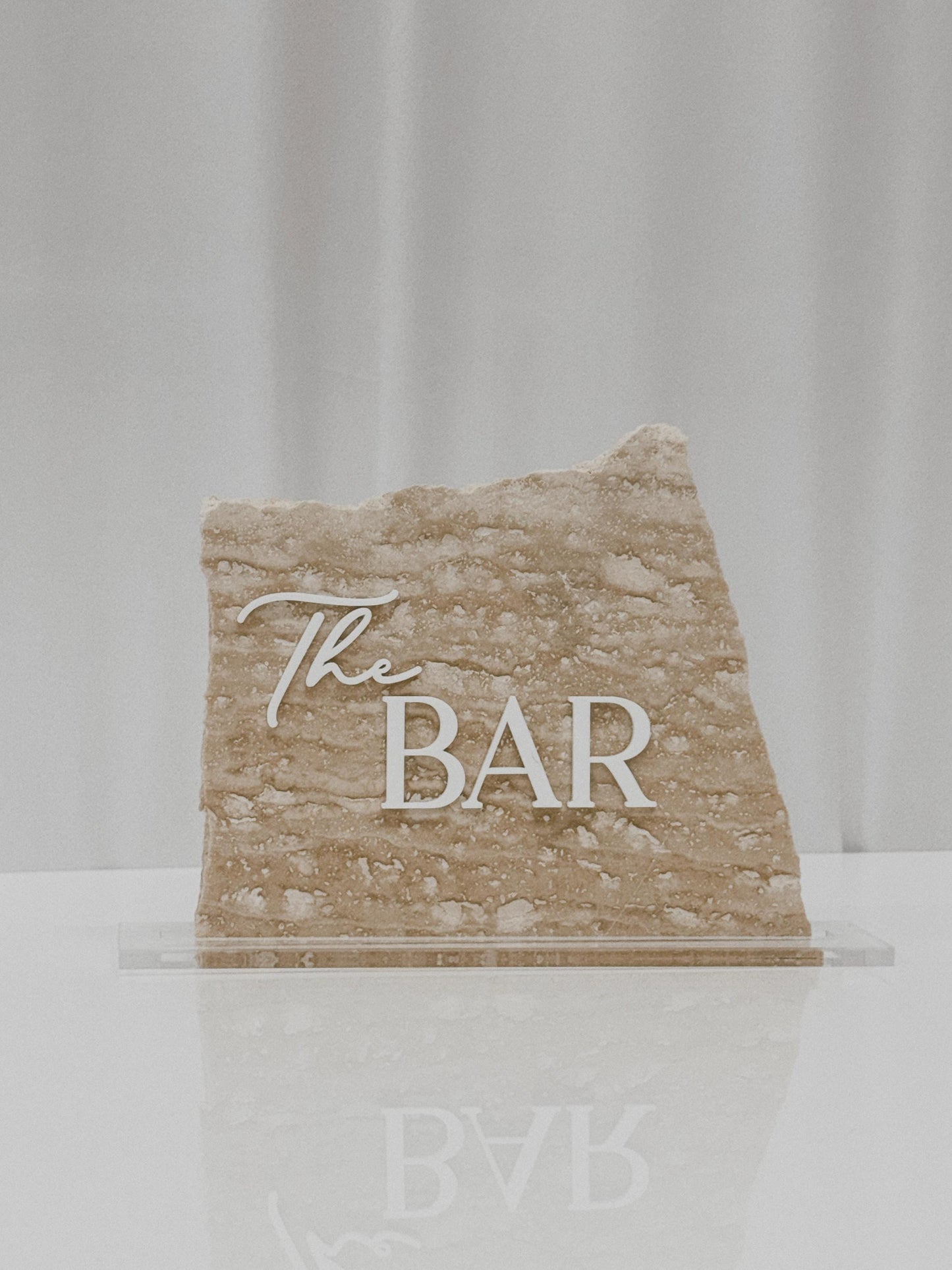 Travertine Stone 3D Bar Table Sign | Wedding Sign | Modern Wedding Decor | Favor Sign | Party Tabletop Signs | The Bar Decor