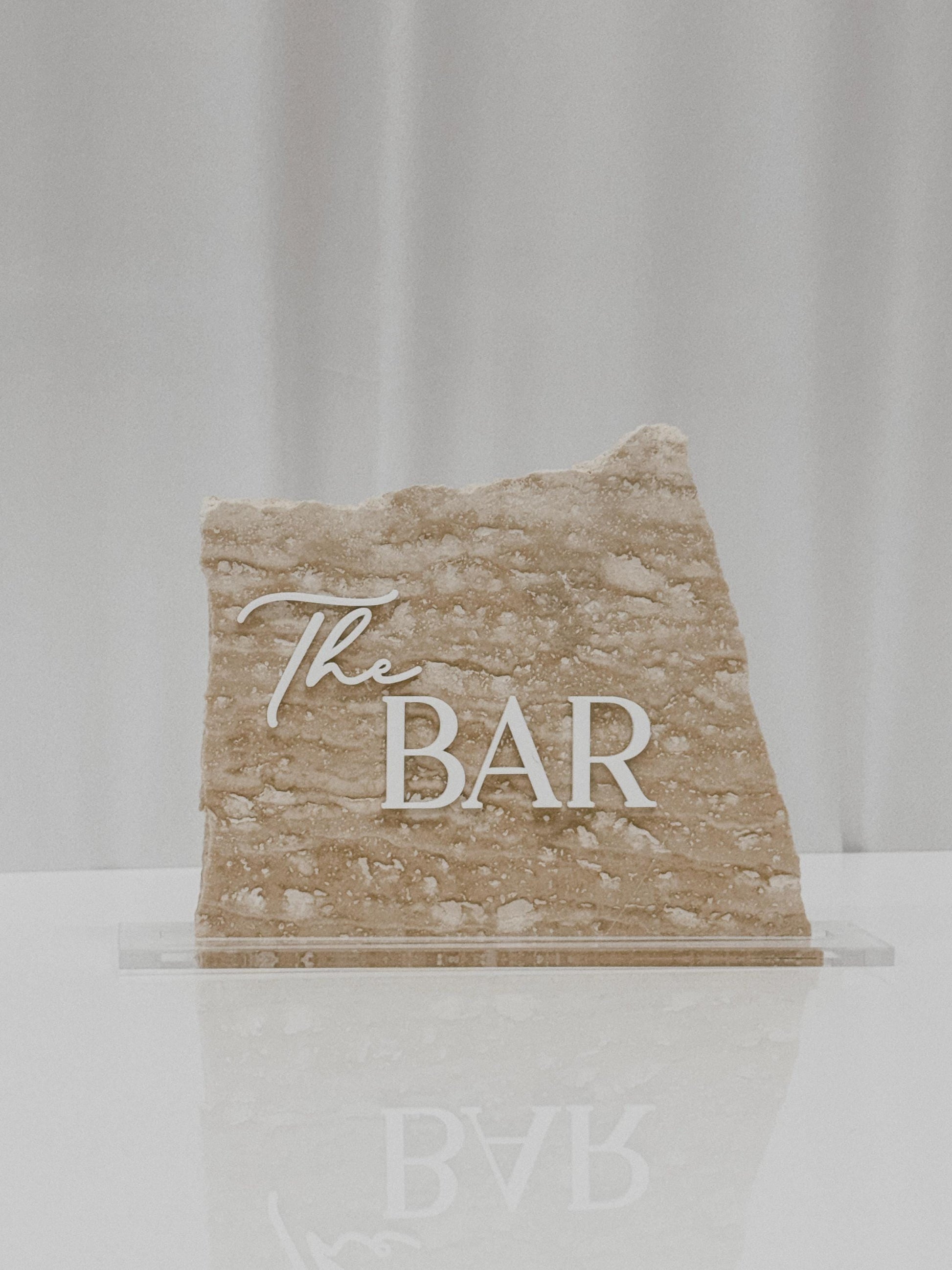 Travertine Stone 3D Bar Table Sign | Wedding Sign | Modern Wedding Decor | Favor Sign | Party Tabletop Signs | The Bar Decor