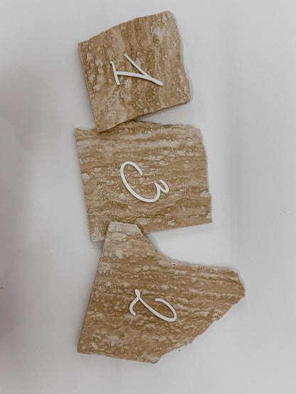 Travertine Table Numbers | 3D Acrylic Wedding Table Numbers | Luxury Wedding Reception Decor | Custom Stone Table Signs