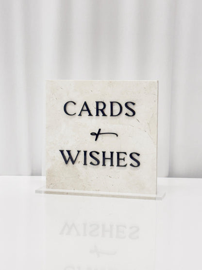 Marble 3D Cards and Wishes Table Sign | Wedding Sign | Modern Wedding Decor | Favor Sign | Party Tabletop Signs | Gold Mirror
