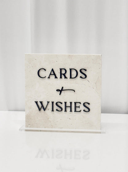 Marble 3D Cards and Wishes Table Sign | Wedding Sign | Modern Wedding Decor | Favor Sign | Party Tabletop Signs | Gold Mirror