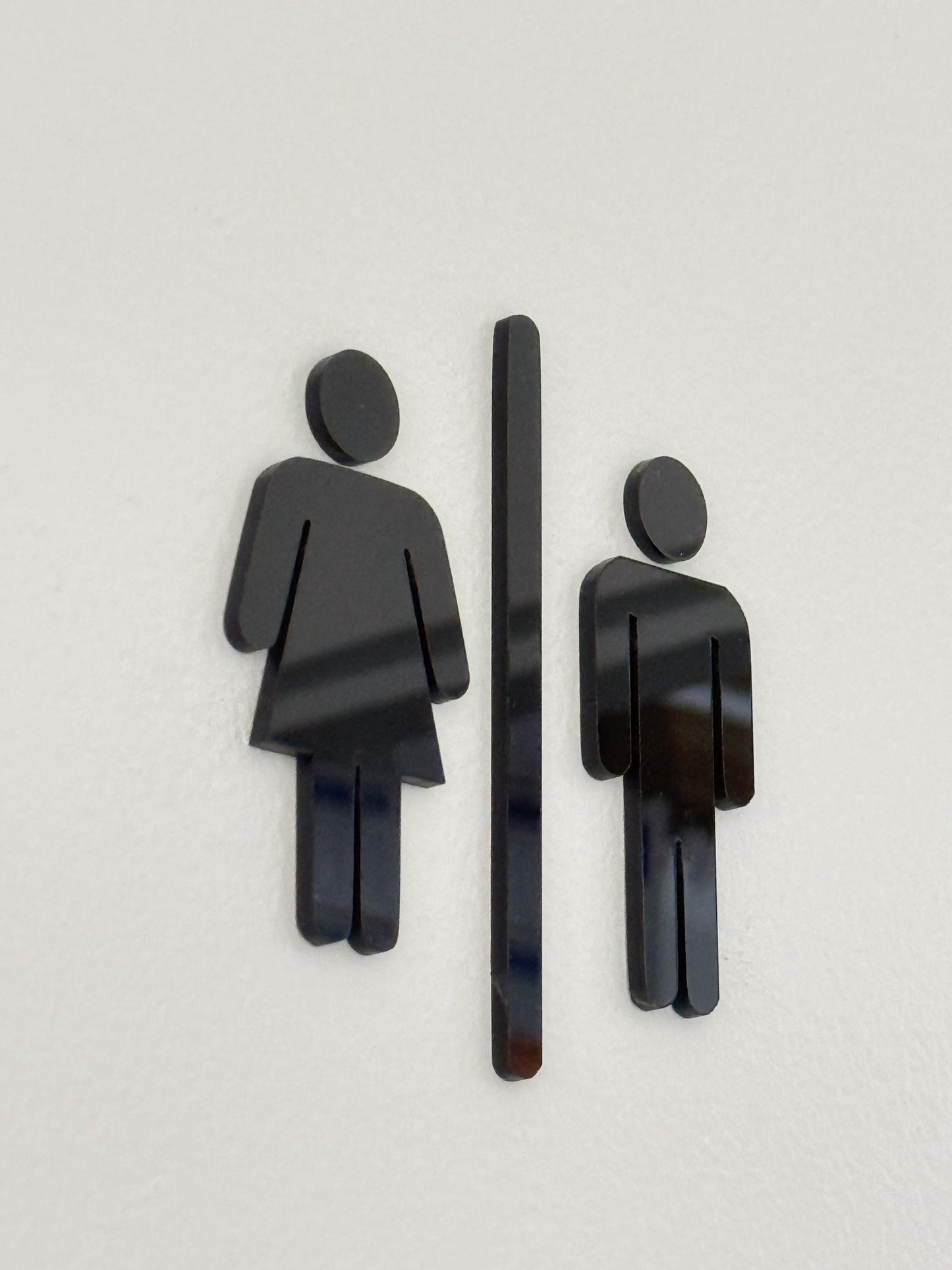 Black 3D Acrylic Bathroom Sign | Restroom Wall Sign | Unisex Bathroom Sign | Modern Acrylic Bathroom Decor | Office Restroom Sign
