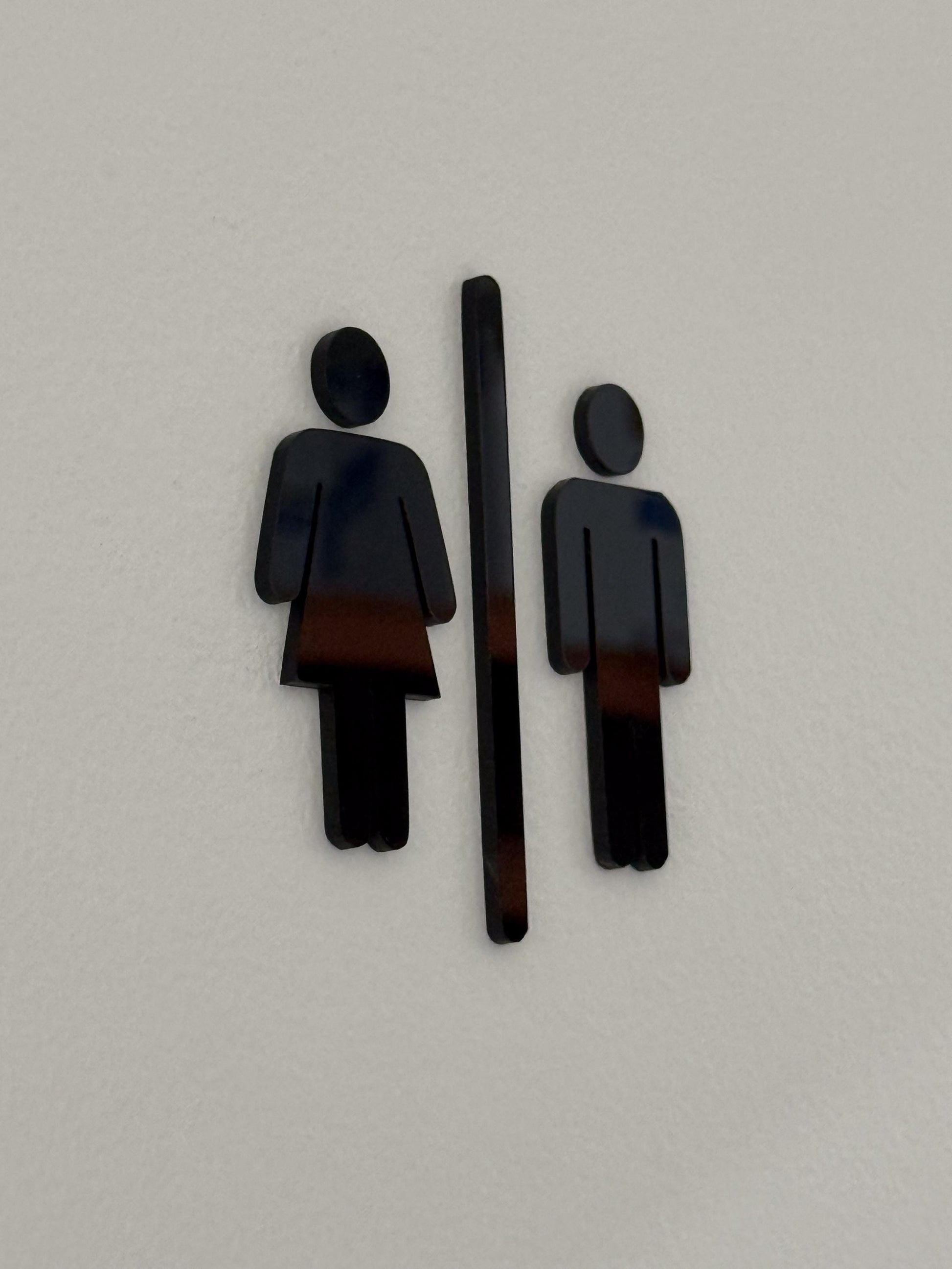 Black 3D Acrylic Bathroom Sign | Restroom Wall Sign | Unisex Bathroom Sign | Modern Acrylic Bathroom Decor | Office Restroom Sign
