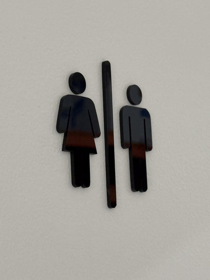 Black 3D Acrylic Bathroom Sign | Restroom Wall Sign | Unisex Bathroom Sign | Modern Acrylic Bathroom Decor | Office Restroom Sign