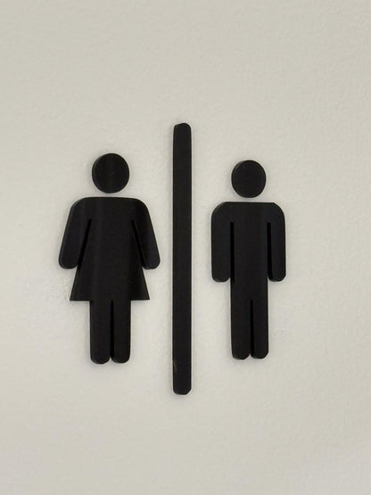 Black 3D Acrylic Bathroom Sign | Restroom Wall Sign | Unisex Bathroom Sign | Modern Acrylic Bathroom Decor | Office Restroom Sign