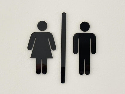 Black 3D Acrylic Bathroom Sign | Restroom Wall Sign | Unisex Bathroom Sign | Modern Acrylic Bathroom Decor | Office Restroom Sign