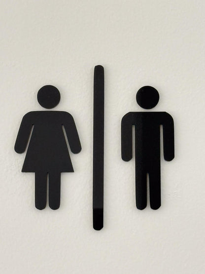 Black 3D Acrylic Bathroom Sign | Restroom Wall Sign | Unisex Bathroom Sign | Modern Acrylic Bathroom Decor | Office Restroom Sign