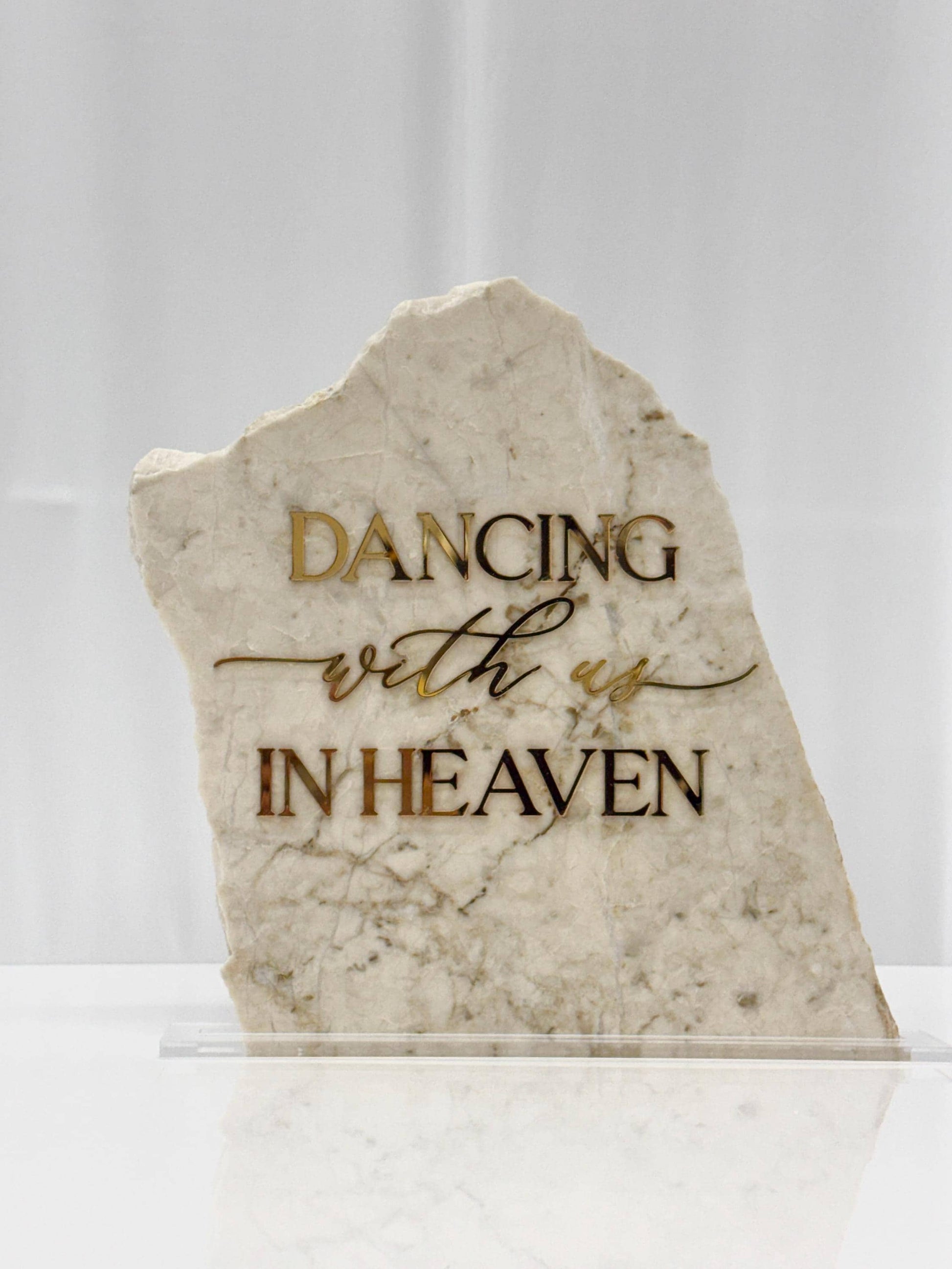 Dancing With Us In Heaven Wedding Sign | Memorial Table Decor | In Loving Memory Sign | Marble Stone Wedding Sign