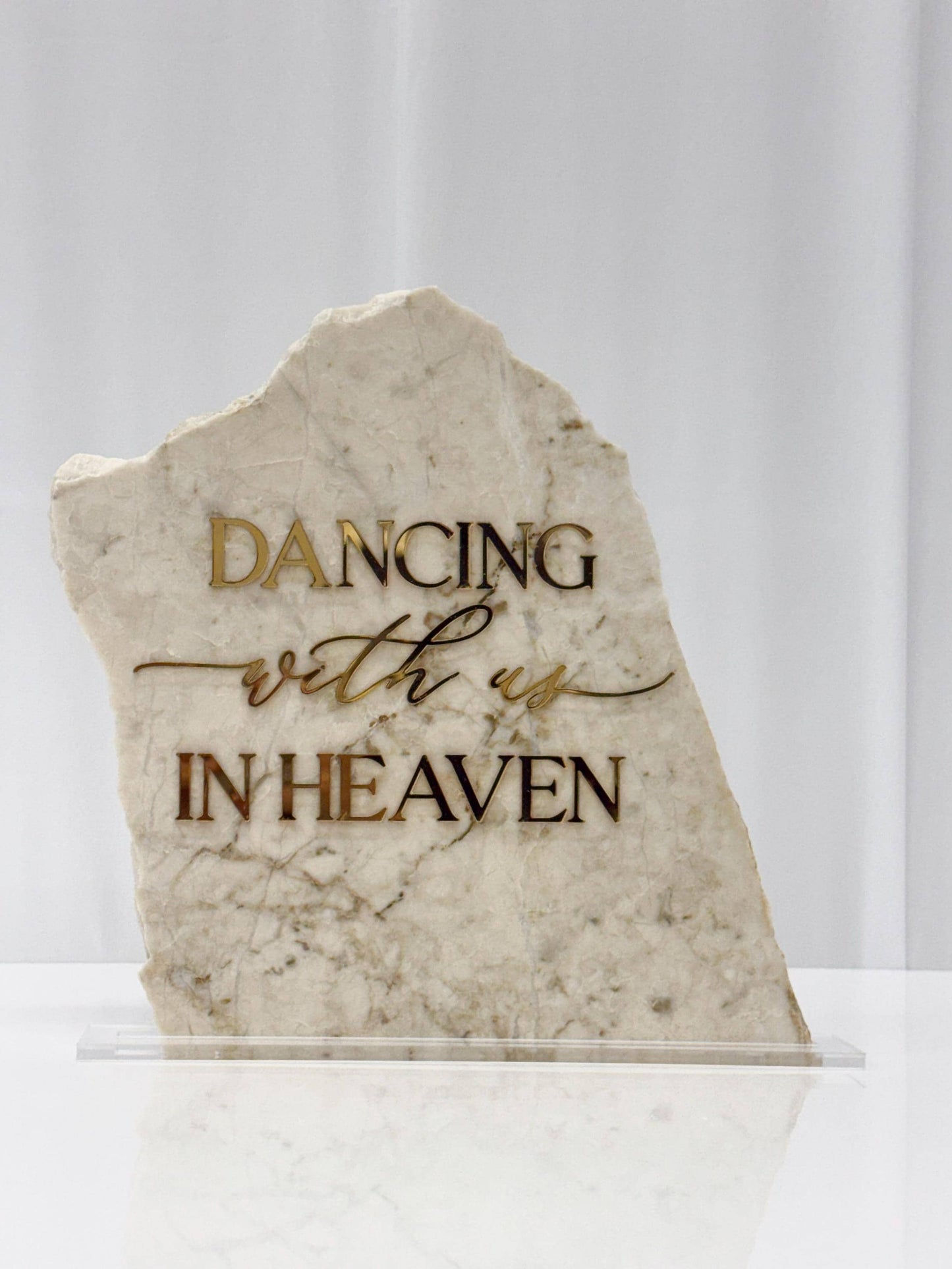 Dancing With Us In Heaven Wedding Sign | Memorial Table Decor | In Loving Memory Sign | Marble Stone Wedding Sign