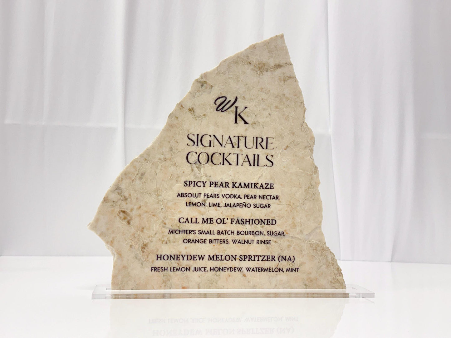 Taupe Marble Stone Bar Sign | Wedding Unique Signage | Menu sign | Drink Sign | Bar Sign | Signature Drinks
