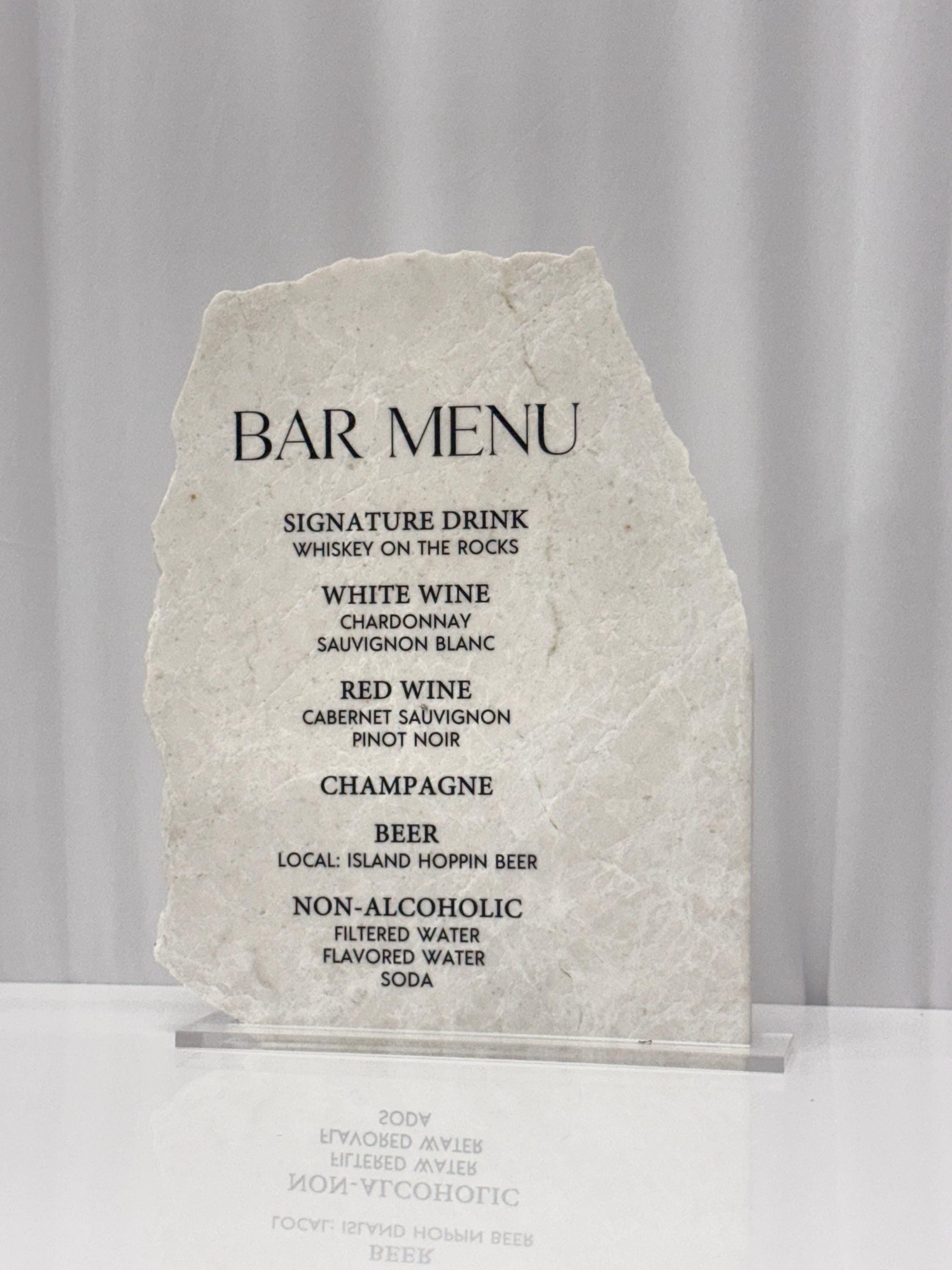 Marble Stone Bar Menu Sign | Wedding Drink Menu Sign | Custom Bar Sign | Signature Drinks Menu | Wedding Signage