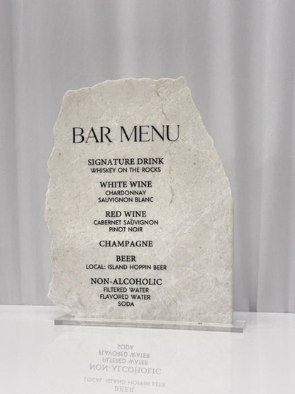 Marble Stone Bar Menu Sign | Wedding Drink Menu Sign | Custom Bar Sign | Signature Drinks Menu | Wedding Signage