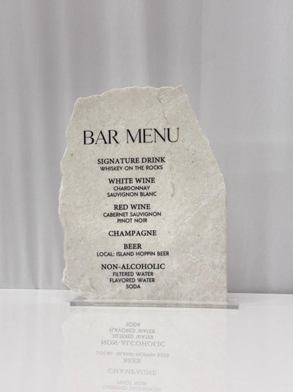 Marble Stone Bar Menu Sign | Wedding Drink Menu Sign | Custom Bar Sign | Signature Drinks Menu | Wedding Signage