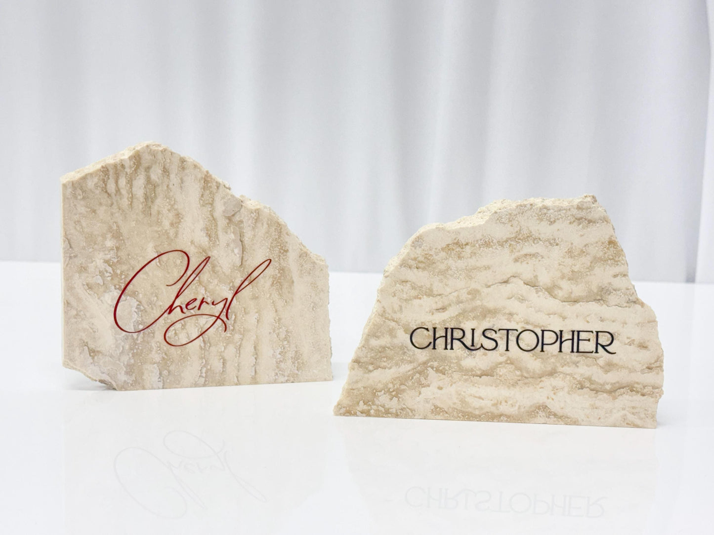 Irregular Travertine Stone Place Card | Acrylic Wedding Place Name | Travertine Looking