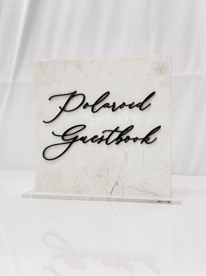 Marble 3D Polaroid Guestbook Table Sign | Wedding Sign | Modern Wedding Decor | Favor Sign | Party Tabletop Signs