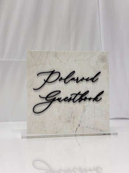 Marble 3D Polaroid Guestbook Table Sign | Wedding Sign | Modern Wedding Decor | Favor Sign | Party Tabletop Signs