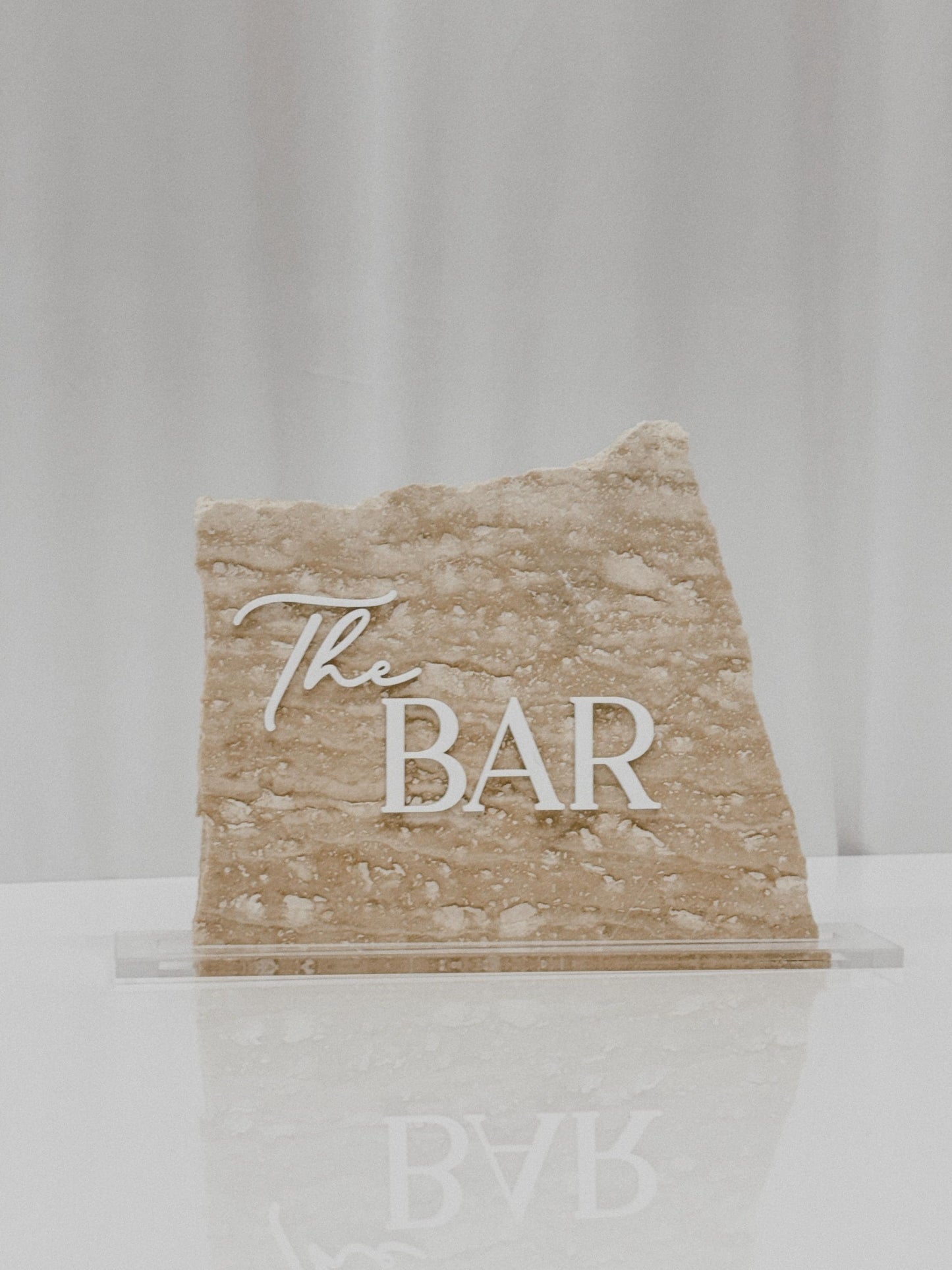 Travertine Stone 3D Bar Table Sign | Wedding Sign | Modern Wedding Decor | Favor Sign | Party Tabletop Signs | The Bar Decor