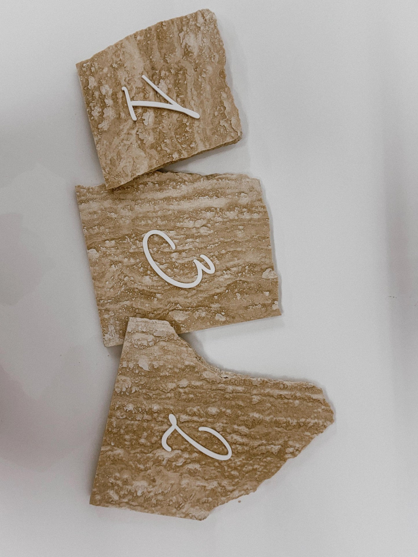 Travertine Table Numbers | 3D Acrylic Wedding Table Numbers | Luxury Wedding Reception Decor | Custom Stone Table Signs