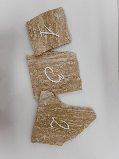 Travertine Table Numbers | 3D Acrylic Wedding Table Numbers | Luxury Wedding Reception Decor | Custom Stone Table Signs