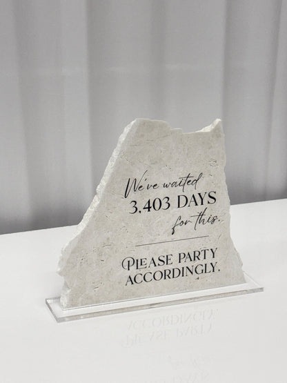 Wedding Party Sign | Marble Stone Reception Sign | Please Party Accordingly | Reception Decor | Modern Decor
